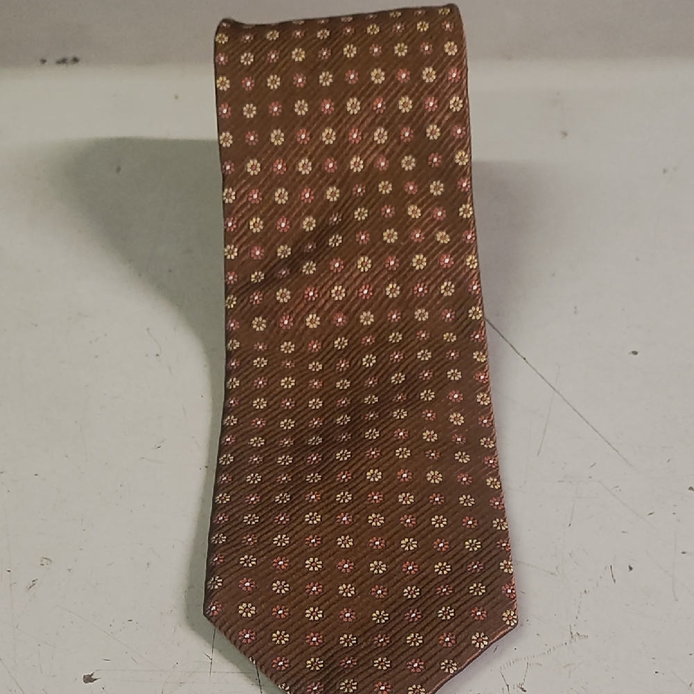 Brown and Pink Geometric Silk Tie